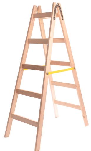 Strend Pro - Rebrík, 5 priečkový, drevené štafle, 1,6 m, max. 150 kg