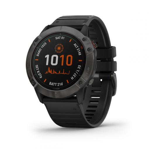 Garmin fénix 6X PRO SOLAR, Titanium Carbon Gray DLC, Black band - smart hodinky