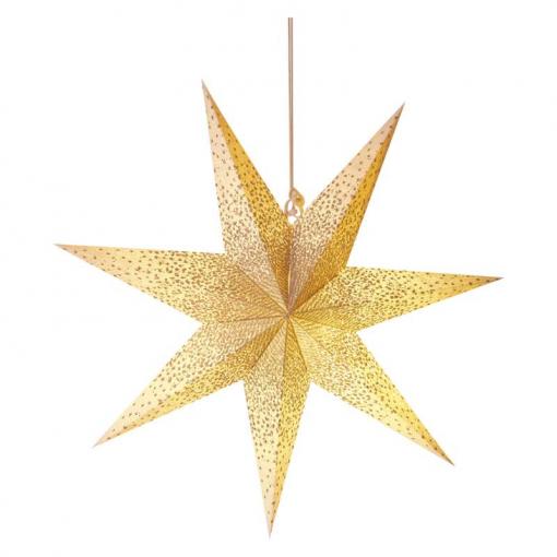 Emos LED hviezda papierová závesná so zlatými trblietkami v strede, biela, 60cm, vnútorná - Vianočná dekorácia