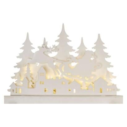 Emos LED dekorácia drevená – vianočná dedinka 31cm, 2x AA, teplá biela, časovač - Vianočná dekorácia