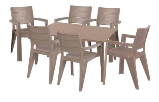 Hecht ANEGADA BEIGE 6 - stôl a 6ks polohovacie stoličky, plast béžový