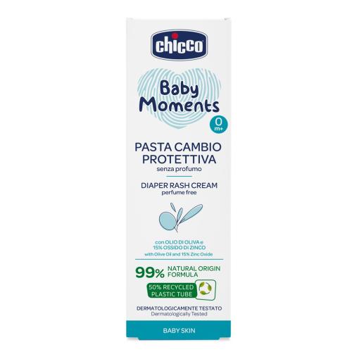CHICCO Krém na detský zadoček Baby Moments bez parfému s 99% prírodných zložiek 100ml, 0m+