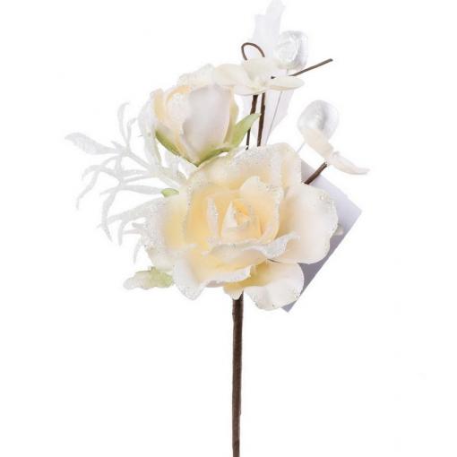 Zápich ruža kus krémová - Umelé kvety