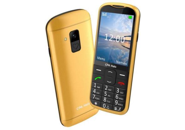 CPA HALO 28 Senior zlatý - Mobilný telefón s nabíjacím stojanom