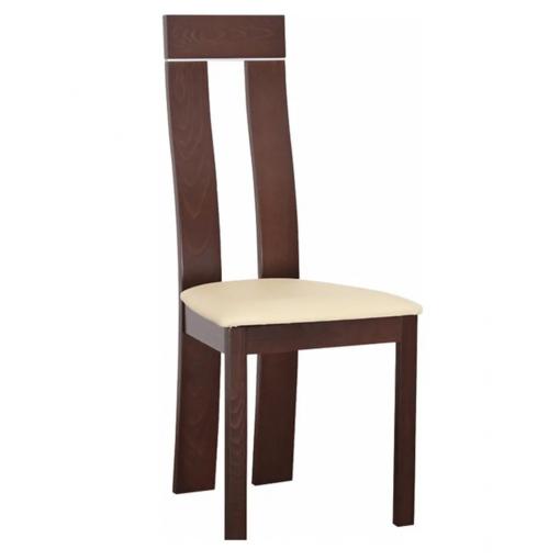 DESI OR/BE - Drevená stolička, orech/ekokoža béžová