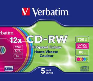 Verbatim CD-RW 5ks Slim, 700MB 12x - CD disk