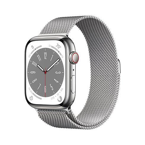 Apple Watch 8 GPS + Cellular 45mm Silver Stainless Steel Case with Silver Milanese Loop - Smart hodinky