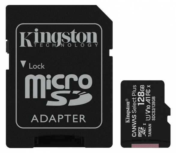 Kingston Canvas Select Plus MicroSDXC 128GB Class 10 (r100MB,w10MB) - Pamäťová karta + adaptér