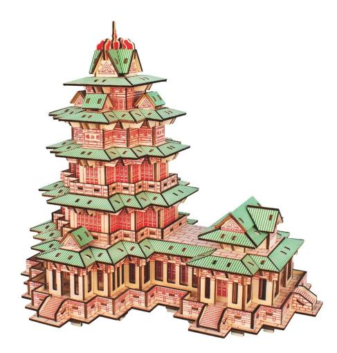 Woodcraft construction kit Drevené 3D puzzle YueJiang Tower - 3D skladačka