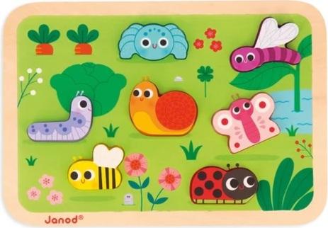 Janod Janod Drevené vkladacie puzzle pre najmenších Záhrada Chunky