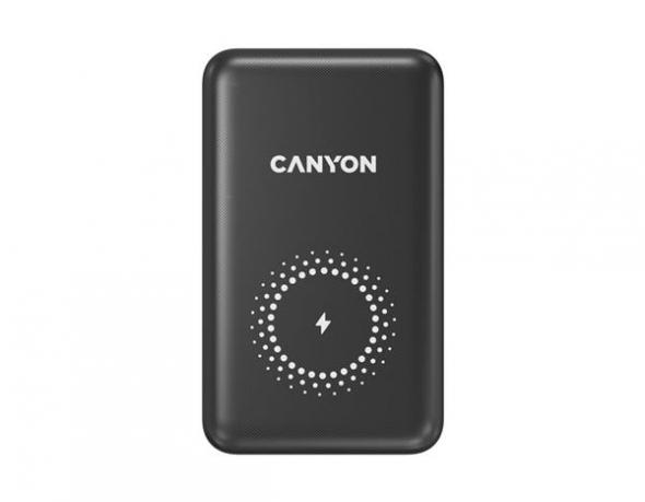 Canyon PB-1001 Li-pol 10000mAh čierny USB-C + Lightning - bezdrôtové nabíjanie - Power bank