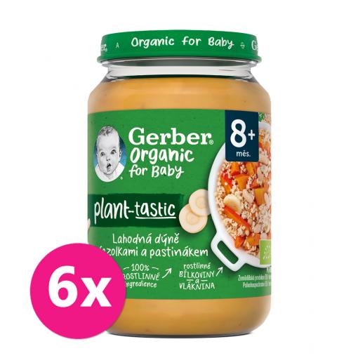 6x GERBER Organic 100% rastlinný príkrm lahodná tekvica s fazuľkami a paštrnákom 190 g