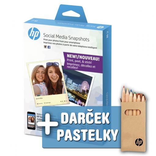 HP Social Media Snapshots + pastelky - Papier lepiaci 10x13cm 25ks