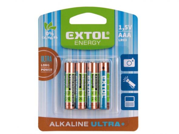 EXTOL - Batéria alkalická 4ks, 1,5V, AA, LR6