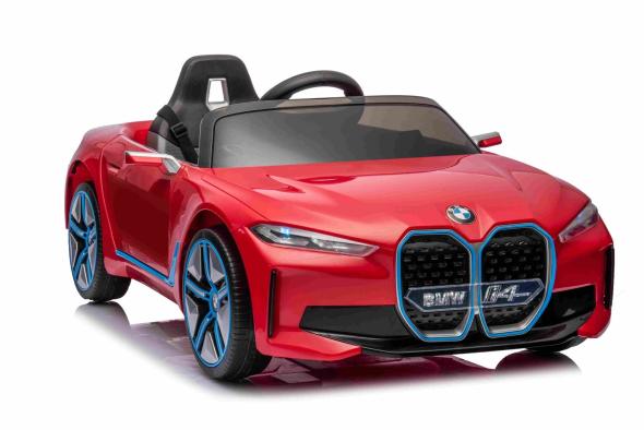 BENEO Elektrické autíčko BMW i4, červené, 2,4 GHz diaľkové ovládanie, USB / AUX / Bluetooth prípojka - Elektrické autíčko