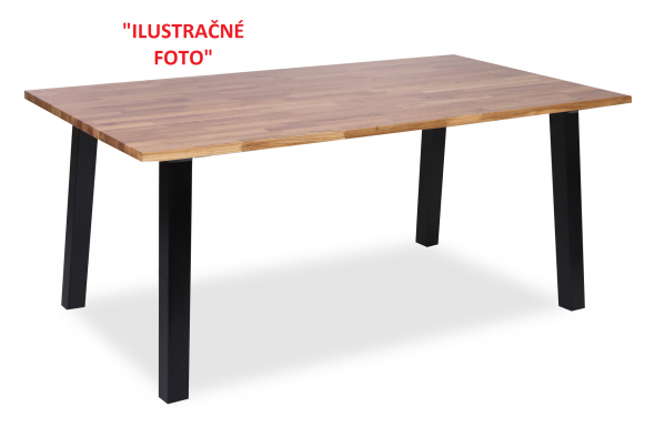 CAPRI 180P L36 CIERNA/WOTAN - Stôl 180 x 90 cm, plát lamino 36 mm, podnož čierna + plát wotan