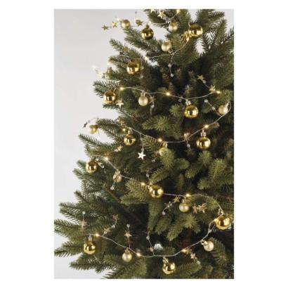 Emos LED vianočná girlanda zlatá – guľôčky 1.9m 2xAA teplá biela, časovač - Vianočné osvetlenie