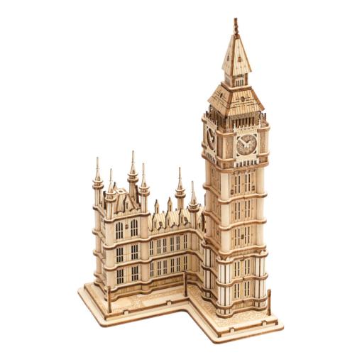 RoboTime drevené 3D puzzle hodinová veža Big Ben svietiaci - 3D skladačka