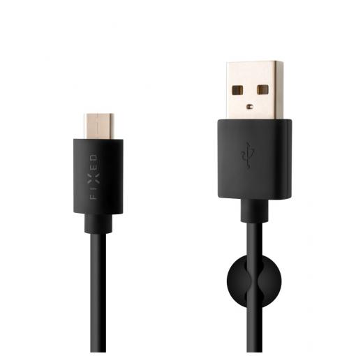 FIXED kábel USB-C 1m 3A čierny - Dátový a nabíjací kábel USB 2.0