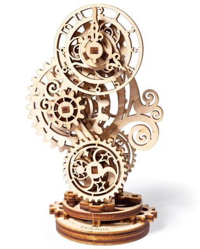 UGEARS 3D drevené mechanické puzzle Steampunkové hodiny - 3D skladačka