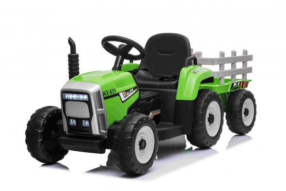 BENEO Elektrický Traktor WORKERS s vlečkou, zelený, diaľkový ovládač - Elektrický Traktor