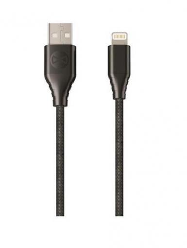 Forever Core Lightning MFI 1.5m čierny textilný - lightning USB kábel MFI 2.4A
