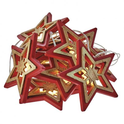 Emos LED hviezdy drevené s časovačom teplá biela - Vianočná ozdoba
