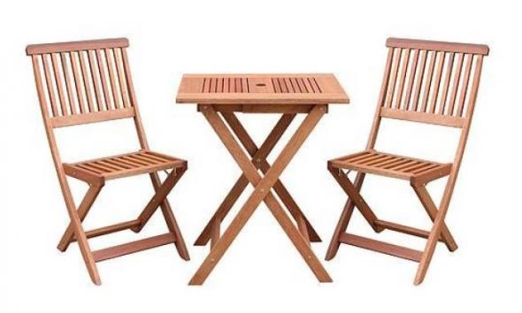 Strend Pro LEQ CARACAS - Terasový set drevený = 1x stôl BORREN 802317 + 2x stolička AGERSTED 802245