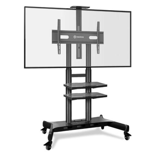 Onkron TS1891 výškovo nastaviteľný mobilný stojan pre TV 50"-90" s policami, čierny, VESA max 800x60  + doručenie zadarmo  - podlahový stojan na kolieskach 50" - 90"
