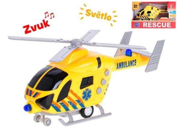 MIKRO -  Helikoptéra ambulancie 20cm na zotrvačník na batérie so svetlom a zvukom - lietadlo