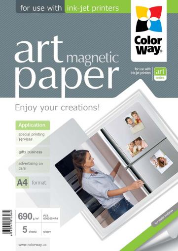 ColorWay ART Lesklý magnetic A4 690g/m2 5ks - Magnetický papier pre atramentovú tlač
