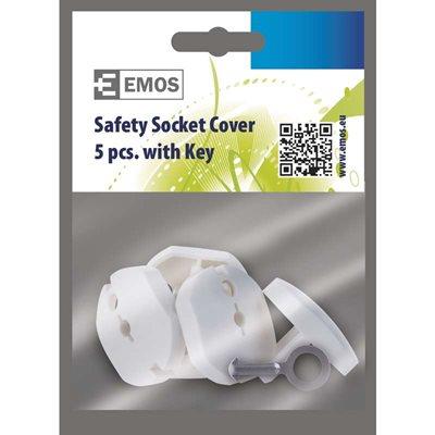 Emos Bezpečnostná záslepka do zásuvky 5ks + kľúč - Záslepky do zásuvky