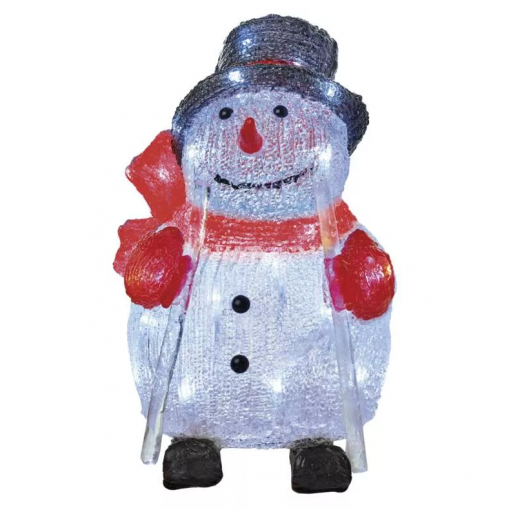 Emos LED vianočný snehuliak 28cm, vonkajší, studená biela, časovač - Vianočná dekorácia