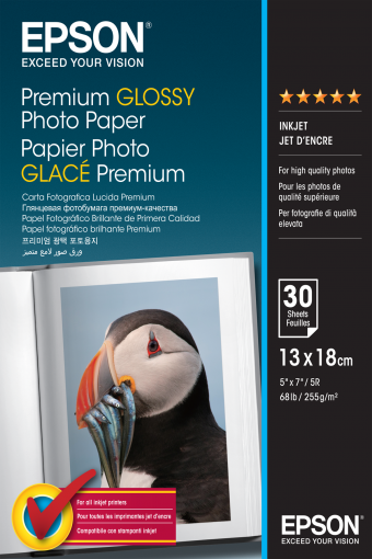 Epson Premium Glossy Photo 255g - 13x18cm - 30ks - Fotopapier 13x18cm