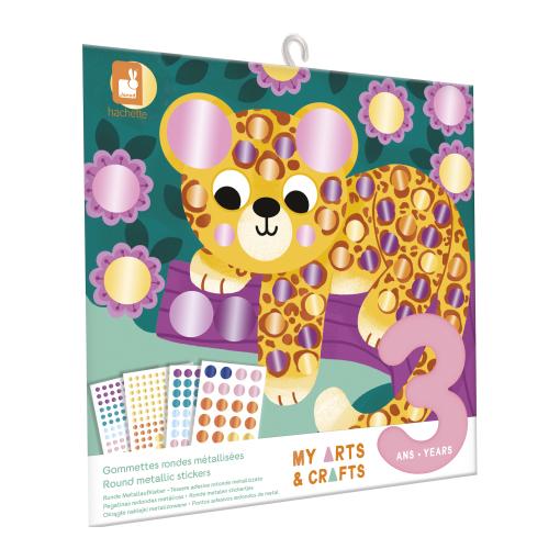 Janod Janod My arts&crafts Mini Trblietavé okrúhle nálepky Tiger a kamaráti od 3 rokov