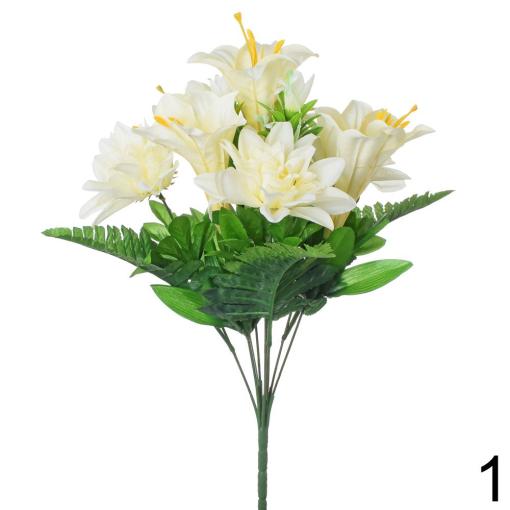 Kytica dahlia+ľalia ŽLTÁ 40cm - Umelé kvety