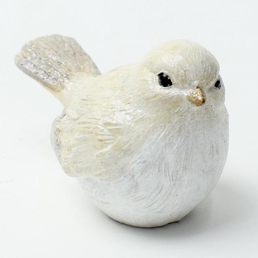 Vtáčik polyrez biely 12x6x7cm - Dekorácia