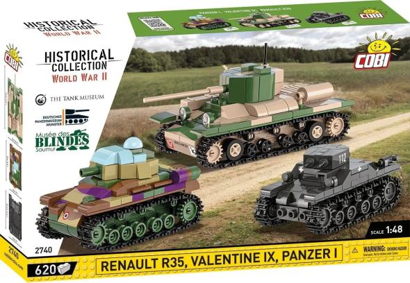 Cobi Cobi 3 tanky: Panzer I, Valentine IX, Renault R, 1:35, The Tank Museum, Les Blindes in Sau