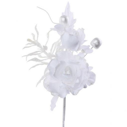 Zápich ruža kus biela - Umelé kvety