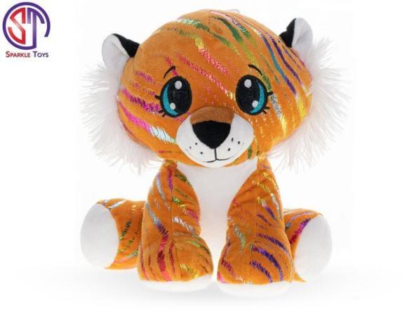 MIKRO -  Tiger Star Sparkle plyšový oranžový 24cm sediaci - Plysová hracka