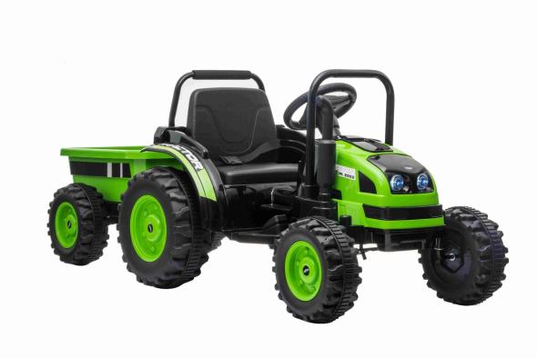BENEO Elektrický Traktor POWER s vlečkou, zelený, Pohon zadných kolies, 12V batéria, Plastové kolesá - Elektrický Traktor