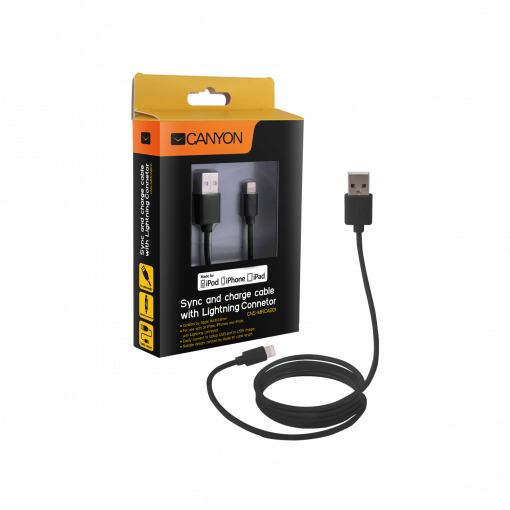 Canyon MFI-1 1m čierny - lightning USB kábel na iPhone