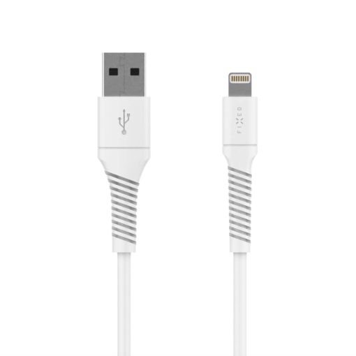 FIXED kábel Lightning 1.2m biely - Dátový a nabíjací kábel