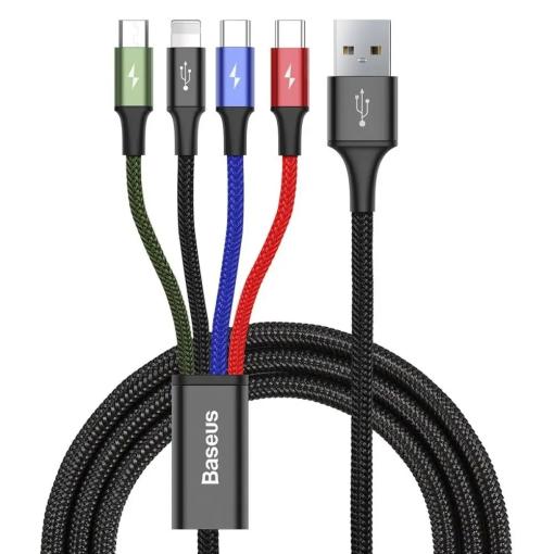 Baseus 4v1 USB kábel microUSB/2*UCB-C/Lightning 1.2m čierny - Prepojovací kábel 3.5A