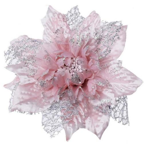 Poinsettia klip ružová - Umelý kvet vianočný