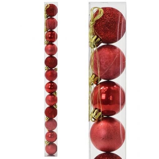 Vianočné gule plast 4cm s/12 006 červené - Dekorácia