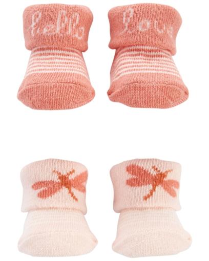 CARTER'S Ponožky Pink Stripe Dragonfly dievča LBB 2 ks, NB/ veľ. 56