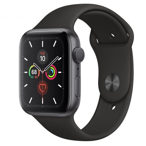 Apple Watch Series 5 GPS, 44mm Space Grey Aluminium Case with Black Sport Band - S/M & M/L - Smart hodinky