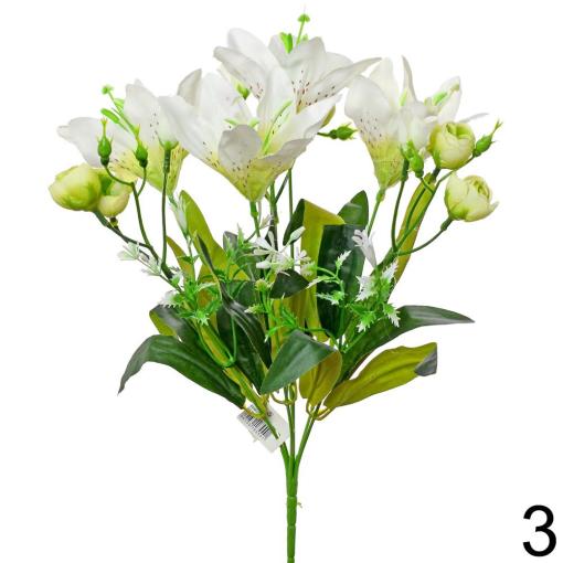 Kytica Ľalia + Ranunculus 35cm biela - Umelé kvety