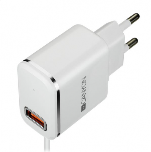 Canyon Nabíjačka Lightning 5V/1A, kábel 1m - Univerzálny USB adaptér biely